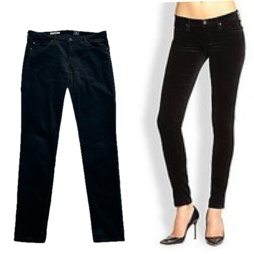 AG Adriano Goldschmied black velvet the legging super skinny pants Sz 31
